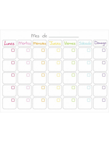 Calendario Colores mensual